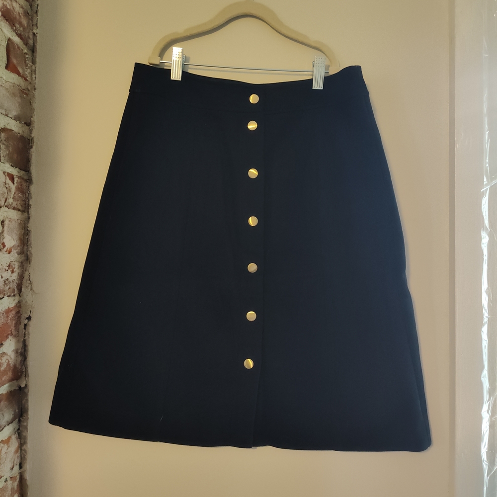 Faux Suede Black Button-Up Skirt